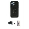 MARSİLYAN™- iPhone 15 Pro Kılıf Ahenk Klasik - Siyah Bilvis 3D Mat Cam Ekran Koruyucu + Raze Metal Kamera Lens - LT
