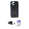MARSİLYAN™- iPhone 15 Pro Kılıf Ahenk Klasik - Siyah Bilvis 5in1 3D Magic Cam Ekran Koruyucu + Raze Metal Kamera Lens - GS