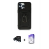 MARSİLYAN™- iPhone 15 Pro Kılıf Ahenk Klasik - Siyah Bilvis 5in1 3D Magic Cam Ekran Koruyucu + Raze Metal Kamera Lens - LT