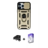 MARSİLYAN™- iPhone 15 Pro Kılıf Ahenk Klasik - Siyah Bilvis 5in1 3D Magic Cam Ekran Koruyucu + Raze Metal Kamera Lens - GS