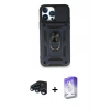MARSİLYAN™- iPhone 15 Pro Kılıf Ahenk Klasik - Siyah Bilvis 5in1 3D Magic Cam Ekran Koruyucu + Raze Metal Kamera Lens - LT