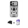 MARSİLYAN™- iPhone 15 Pro Kılıf Ahenk Klasik - Siyah Bilvis 5in1 3D Magic Cam Ekran Koruyucu + Raze Metal Kamera Lens - SH