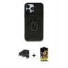 MARSİLYAN™- iPhone 15 Pro Kılıf Ahenk Klasik - Siyah Buffer Cam Ekran Koruyucu + Raze Metal Kamera Lens - GS