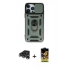 MARSİLYAN™- iPhone 15 Pro Kılıf Ahenk Klasik - Siyah Buffer Cam Ekran Koruyucu + Raze Metal Kamera Lens - GS