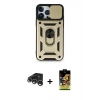 MARSİLYAN™- iPhone 15 Pro Kılıf Ahenk Klasik - Siyah Buffer Cam Ekran Koruyucu + Raze Metal Kamera Lens - GS