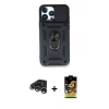 MARSİLYAN™- iPhone 15 Pro Kılıf Ahenk Klasik - Siyah Buffer Cam Ekran Koruyucu + Raze Metal Kamera Lens - GS
