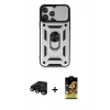 MARSİLYAN™- iPhone 15 Pro Kılıf Ahenk Klasik - Siyah Buffer Cam Ekran Koruyucu + Raze Metal Kamera Lens - SH