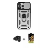 MARSİLYAN™- iPhone 15 Pro Kılıf Ahenk Klasik - Siyah Buffer Cam Ekran Koruyucu + Raze Metal Kamera Lens - TMGI