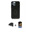 MARSİLYAN™- iPhone 15 Pro Kılıf Ahenk Klasik - Siyah Buffer Hayalet Cam Ekran Koruyucu + Raze Metal Kamera Lens - GS