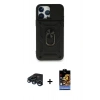 MARSİLYAN™- iPhone 15 Pro Kılıf Ahenk Klasik - Siyah Buffer Hayalet Cam Ekran Koruyucu + Raze Metal Kamera Lens - LT