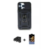 MARSİLYAN™- iPhone 15 Pro Kılıf Ahenk Klasik - Siyah Buffer Hayalet Cam Ekran Koruyucu + Raze Metal Kamera Lens - TMGI