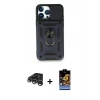 MARSİLYAN™- iPhone 15 Pro Kılıf Ahenk Klasik - Siyah Buffer Hayalet Cam Ekran Koruyucu + Raze Metal Kamera Lens - GS