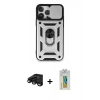 MARSİLYAN™- iPhone 15 Pro Kılıf Ahenk Klasik - Siyah Polymer Nano Ekran Koruyucu + Siyah Raze Metal Kamera Lens