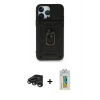 MARSİLYAN™- iPhone 15 Pro Kılıf Ahenk Klasik - Siyah Polymer Nano Ekran Koruyucu + Raze Metal Kamera Lens - TMGI