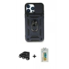 MARSİLYAN™- iPhone 15 Pro Kılıf Ahenk Klasik - Siyah Polymer Nano Ekran Koruyucu + Raze Metal Kamera Lens - TMGI