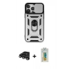 MARSİLYAN™- iPhone 15 Pro Kılıf Ahenk Klasik - Siyah Polymer Nano Ekran Koruyucu + Raze Metal Kamera Lens - TMGI