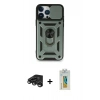 MARSİLYAN™- iPhone 15 Pro Kılıf Ahenk Klasik - Siyah Polymer Nano Ekran Koruyucu + Raze Metal Kamera Lens - TMGI