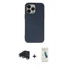 MARSİLYAN™- iPhone 15 Pro Kılıf Ahenk Serisi - Şeffaf Pasifik Cam Ekran Koruyucu + Raze Metal Kamera Lens - LT