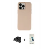 MARSİLYAN™- iPhone 15 Pro Kılıf Ahenk Serisi - Şeffaf Pasifik Cam Ekran Koruyucu + Raze Metal Kamera Lens - TMGI