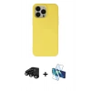 MARSİLYAN™- iPhone 15 Pro Kılıf Ahenk Serisi - Siyah 3D Antistatik Cam Ekran Koruyucu + Raze Metal Kamera Lens - SH