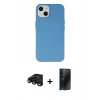 MARSİLYAN™- iPhone 15 Pro Kılıf Ahenk Serisi - Siyah 3D Antistatik Hayalet Cam Ekran Koruyucu + Raze Metal Kamera Lens - SH