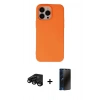 MARSİLYAN™- iPhone 15 Pro Kılıf Ahenk Serisi - Siyah 3D Antistatik Hayalet Cam Ekran Koruyucu + Raze Metal Kamera Lens - SH