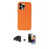 MARSİLYAN™- iPhone 15 Pro Kılıf Ahenk Serisi - Siyah 3D Antistatik Mat Seramik Nano Ekran Koruyucu + Raze Metal Kamera Lens - GS
