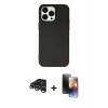 MARSİLYAN™- iPhone 15 Pro Kılıf Ahenk Serisi - Siyah 3D Antistatik Mat Seramik Nano Ekran Koruyucu + Raze Metal Kamera Lens - GS