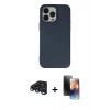 MARSİLYAN™- iPhone 15 Pro Kılıf Ahenk Serisi - Siyah 3D Antistatik Mat Seramik Nano Ekran Koruyucu + Raze Metal Kamera Lens - LT
