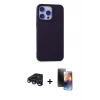 MARSİLYAN™- iPhone 15 Pro Kılıf Ahenk Serisi - Siyah 3D Antistatik Mat Seramik Nano Ekran Koruyucu + Raze Metal Kamera Lens - LT