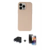 MARSİLYAN™- iPhone 15 Pro Kılıf Ahenk Serisi - Siyah 3D Antistatik Mat Seramik Nano Ekran Koruyucu + Raze Metal Kamera Lens - LT