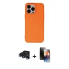 MARSİLYAN™- iPhone 15 Pro Kılıf Ahenk Serisi - Siyah 3D Antistatik Mat Seramik Nano Ekran Koruyucu + Raze Metal Kamera Lens - LT