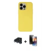 MARSİLYAN™- iPhone 15 Pro Kılıf Ahenk Serisi - Siyah 3D Antistatik Mat Seramik Nano Ekran Koruyucu + Raze Metal Kamera Lens - LT