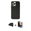 MARSİLYAN™- iPhone 15 Pro Kılıf Ahenk Serisi - Siyah 3D Antistatik Mat Seramik Nano Ekran Koruyucu + Raze Metal Kamera Lens - LT