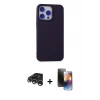 MARSİLYAN™- iPhone 15 Pro Kılıf Ahenk Serisi - Siyah 3D Antistatik Mat Seramik Nano Ekran Koruyucu + Raze Metal Kamera Lens - GS