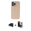 MARSİLYAN™- iPhone 15 Pro Kılıf Ahenk Serisi - Siyah 3D Antistatik Mat Seramik Nano Ekran Koruyucu + Titanyum Gri Raze Metal Kamera Lens