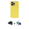 MARSİLYAN™- iPhone 15 Pro Kılıf Ahenk Serisi - Siyah 3D Antistatik Seramik Nano Ekran Koruyucu + Raze Metal Kamera Lens - LT