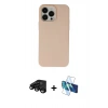 MARSİLYAN™- iPhone 15 Pro Kılıf Ahenk Serisi - Siyah 3D Antistatik Seramik Nano Ekran Koruyucu + Raze Metal Kamera Lens - SH