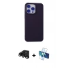MARSİLYAN™- iPhone 15 Pro Kılıf Ahenk Serisi - Siyah 3D Antistatik Seramik Nano Ekran Koruyucu + Raze Metal Kamera Lens - SH