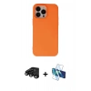 MARSİLYAN™- iPhone 15 Pro Kılıf Ahenk Serisi - Siyah 3D Antistatik Seramik Nano Ekran Koruyucu + Raze Metal Kamera Lens - SH