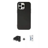 MARSİLYAN™- iPhone 15 Pro Kılıf Ahenk Serisi - Siyah Bilvis 0.18mm Plus Cam Ekran Koruyucu + Raze Metal Kamera Lens - TMGI