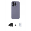 MARSİLYAN™- iPhone 15 Pro Kılıf Ahenk Serisi - Siyah Bilvis 0.18mm Plus Cam Ekran Koruyucu + Raze Metal Kamera Lens - TMGI