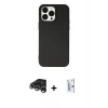 MARSİLYAN™- iPhone 15 Pro Kılıf Ahenk Serisi - Siyah Bilvis 0.18mm Plus Cam Ekran Koruyucu + Raze Metal Kamera Lens - GS