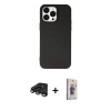 MARSİLYAN™- iPhone 15 Pro Kılıf Ahenk Serisi - Siyah Bilvis 3D Cam Ekran Koruyucu + Raze Metal Kamera Lens - TMGI