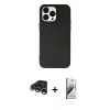 MARSİLYAN™- iPhone 15 Pro Kılıf Ahenk Serisi - Siyah Bilvis 3D Mat Cam Ekran Koruyucu + Raze Metal Kamera Lens - GS