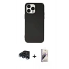 MARSİLYAN™- iPhone 15 Pro Kılıf Ahenk Serisi - Siyah Bilvis 3D Mat Cam Ekran Koruyucu + Raze Metal Kamera Lens - LT
