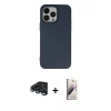 MARSİLYAN™- iPhone 15 Pro Kılıf Ahenk Serisi - Siyah Bilvis 3D Mat Cam Ekran Koruyucu + Raze Metal Kamera Lens - LT