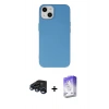 MARSİLYAN™- iPhone 15 Pro Kılıf Ahenk Serisi - Siyah Bilvis 5in1 3D Magic Cam Ekran Koruyucu + Lacivert Raze Metal Kamera Lens