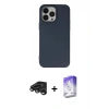 MARSİLYAN™- iPhone 15 Pro Kılıf Ahenk Serisi - Siyah Bilvis 5in1 3D Magic Cam Ekran Koruyucu + Raze Metal Kamera Lens - TMGI