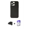 MARSİLYAN™- iPhone 15 Pro Kılıf Ahenk Serisi - Siyah Bilvis 5in1 3D Magic Cam Ekran Koruyucu + Raze Metal Kamera Lens - TMGI